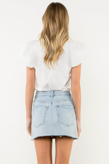 THML - Flutter Sleeve Top - White