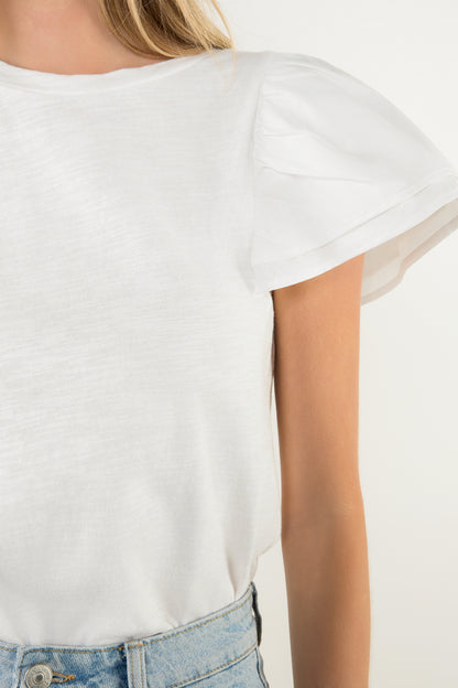 THML - Flutter Sleeve Top - White