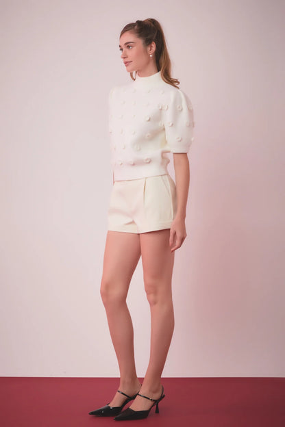 English Factory - Flower Pompom Sweater - Ivory