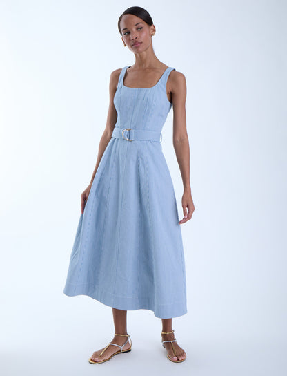 Lilliana Denim Maxi Dress - Striped Denim