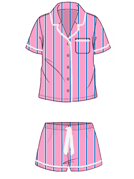 KATIE KIME - Tailored Stripe Pajama Shorts Set - Pink