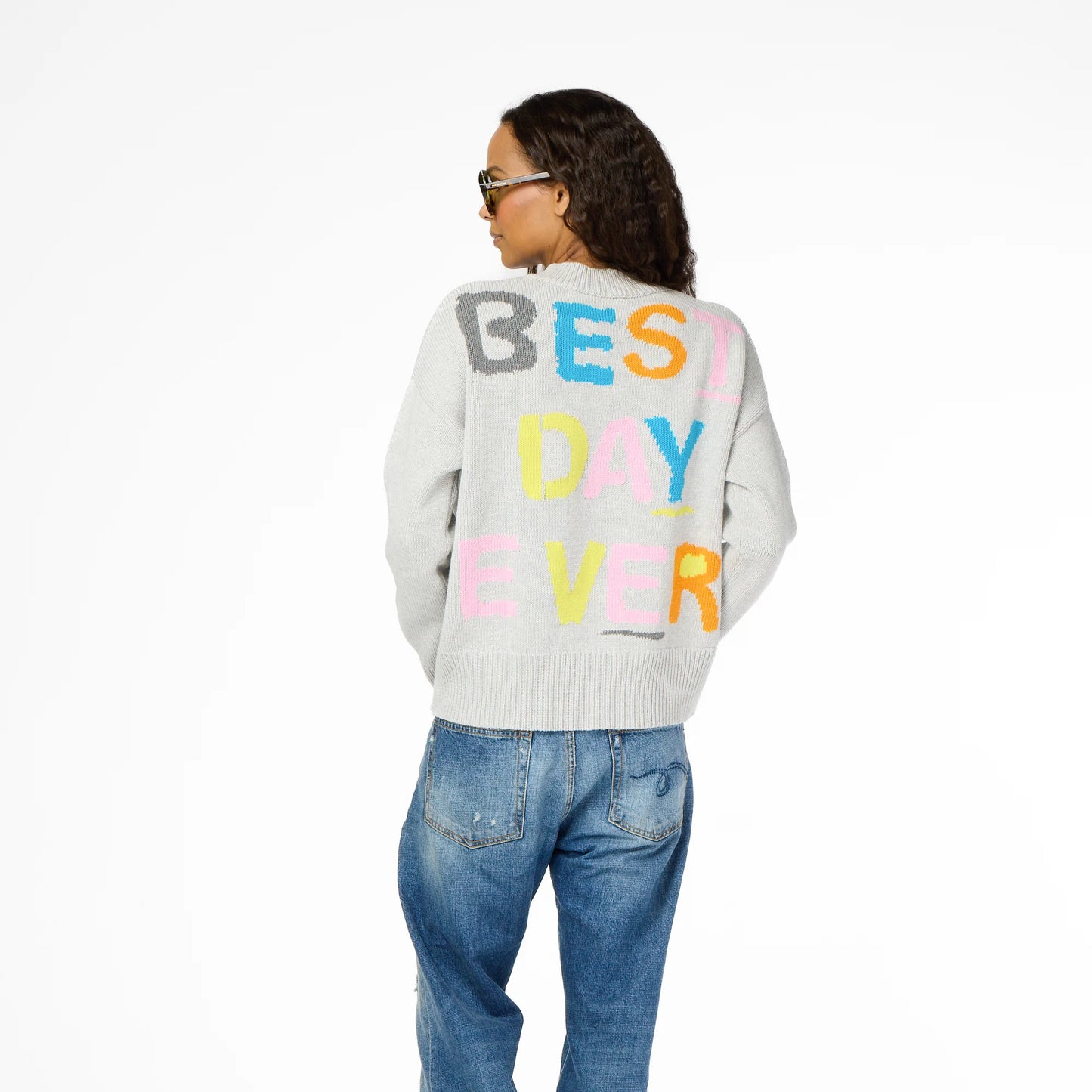 KERRI ROSENTHAL - Benton Best Day Ever Sweater - Silver Fox