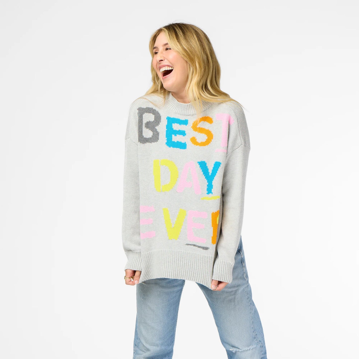 KERRI ROSENTHAL - Benton Best Day Ever Sweater - Silver Fox