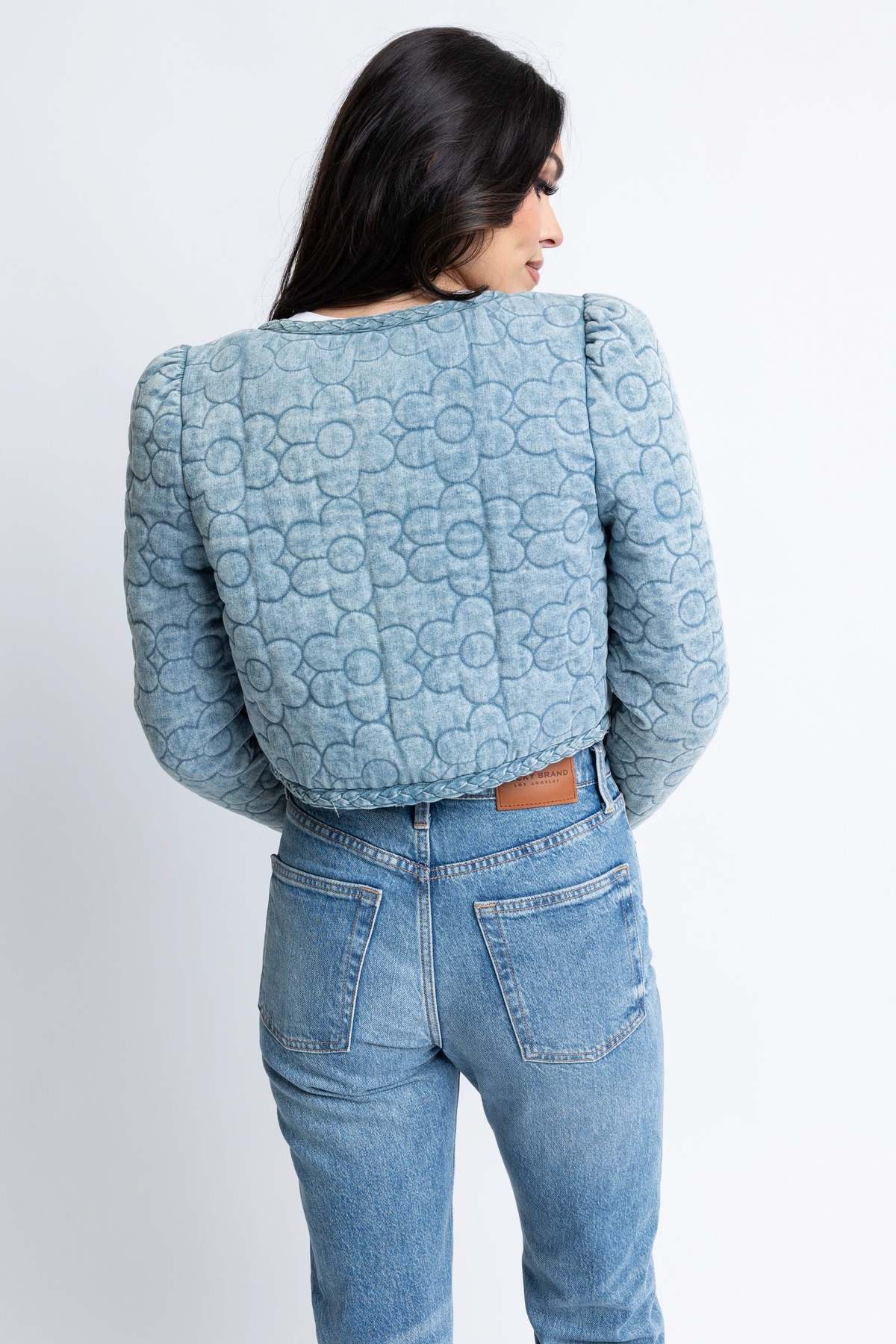 Karlie - Denim Floral Stitch Novelty Jacket - Blue