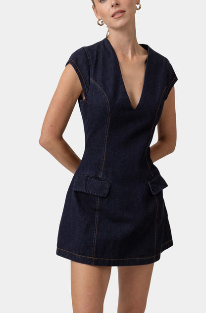 Flavia Mini Dress - Indigo