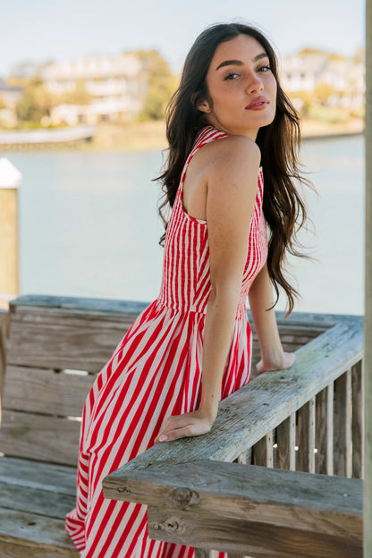 Stroll Dress - Red Stripes
