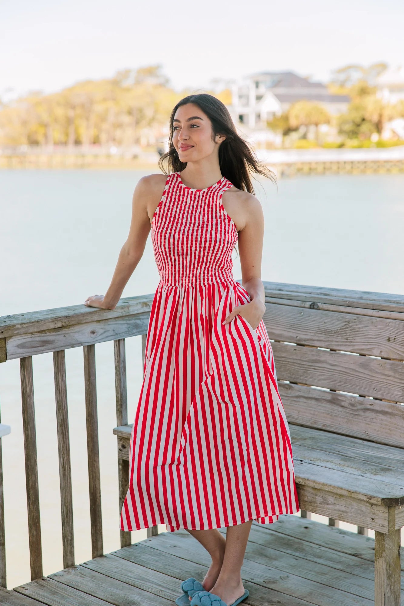 Stroll Dress - Red Stripes