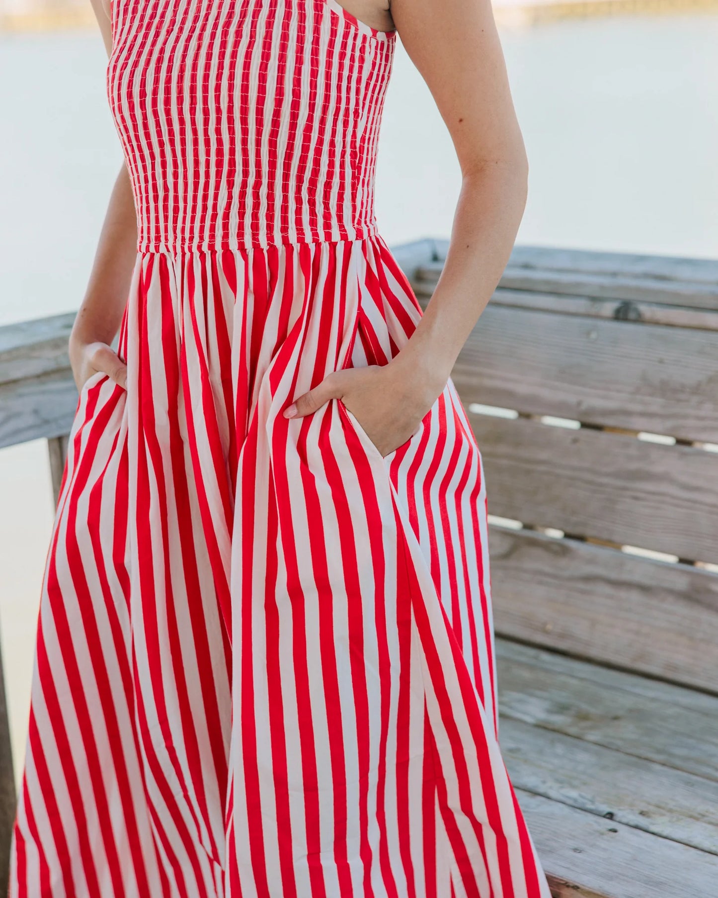 Stroll Dress - Red Stripes