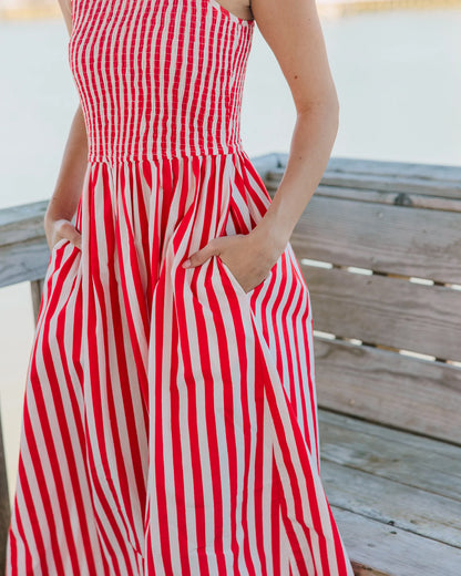 Stroll Dress - Red Stripes