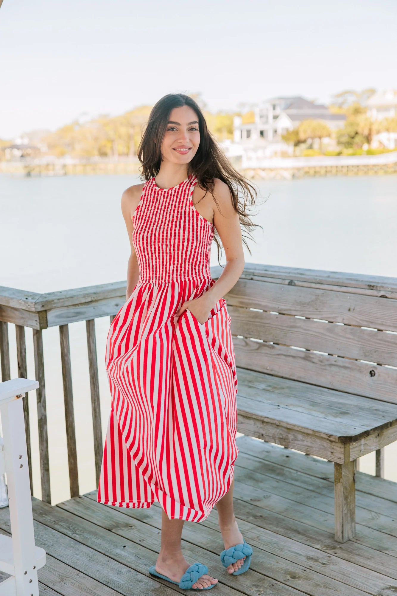 Stroll Dress - Red Stripes