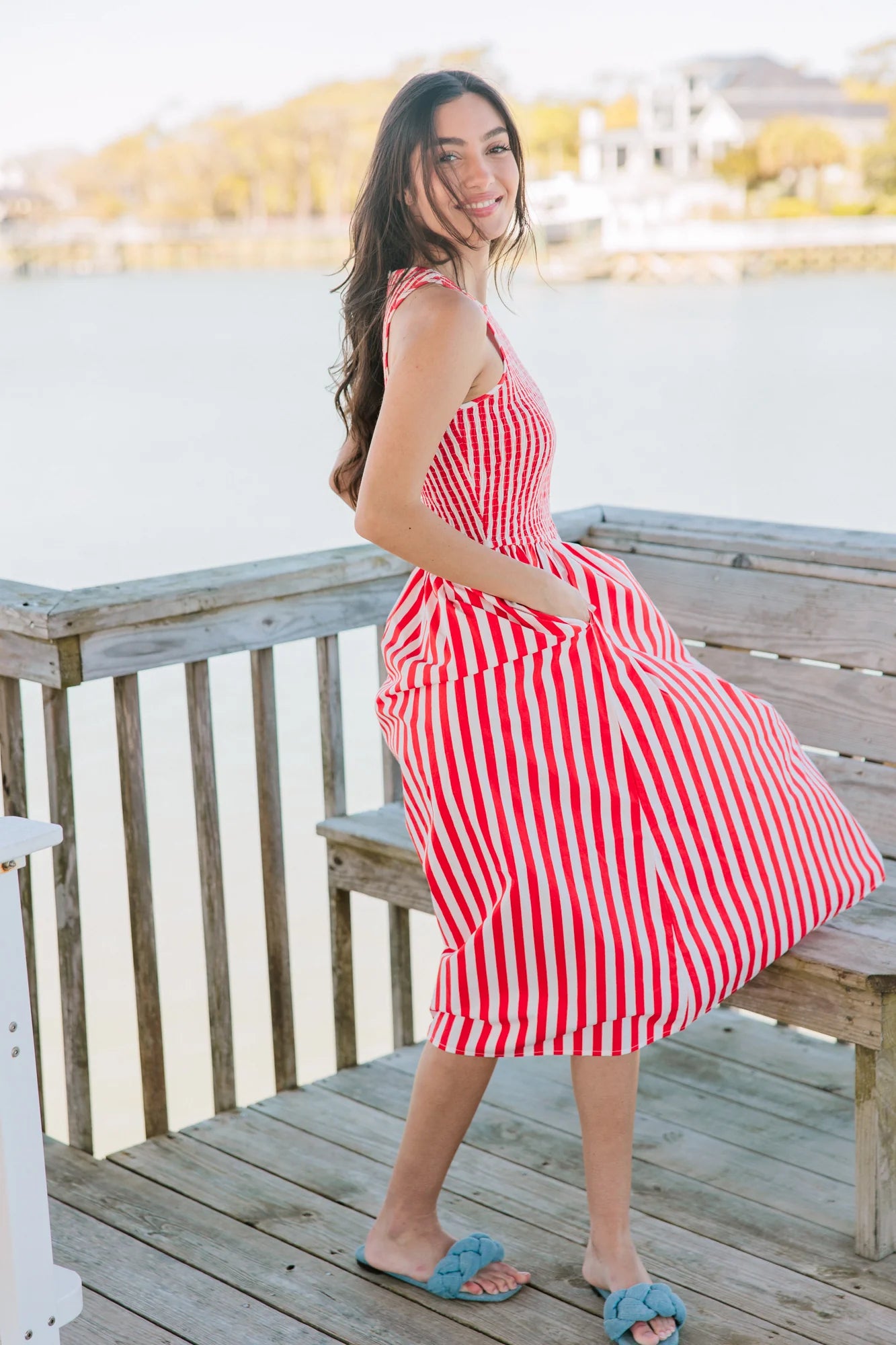 Stroll Dress - Red Stripes