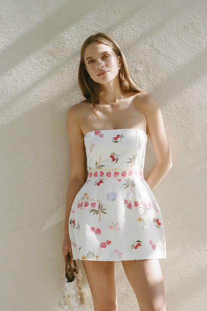 Strapless Bethany Romper - Boardwalk Print