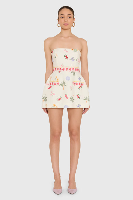 Strapless Bethany Romper - Boardwalk Print