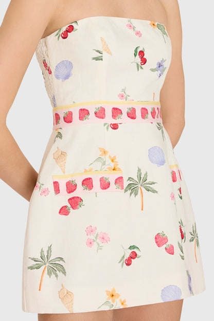 Strapless Bethany Romper - Boardwalk Print