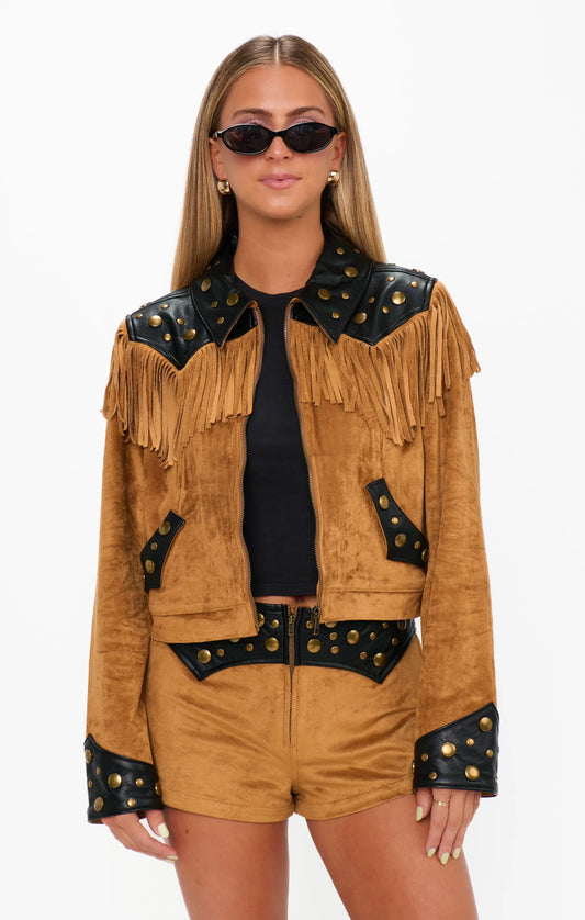 Wilson Jacket - Sepia Faux Suede Faux Leather