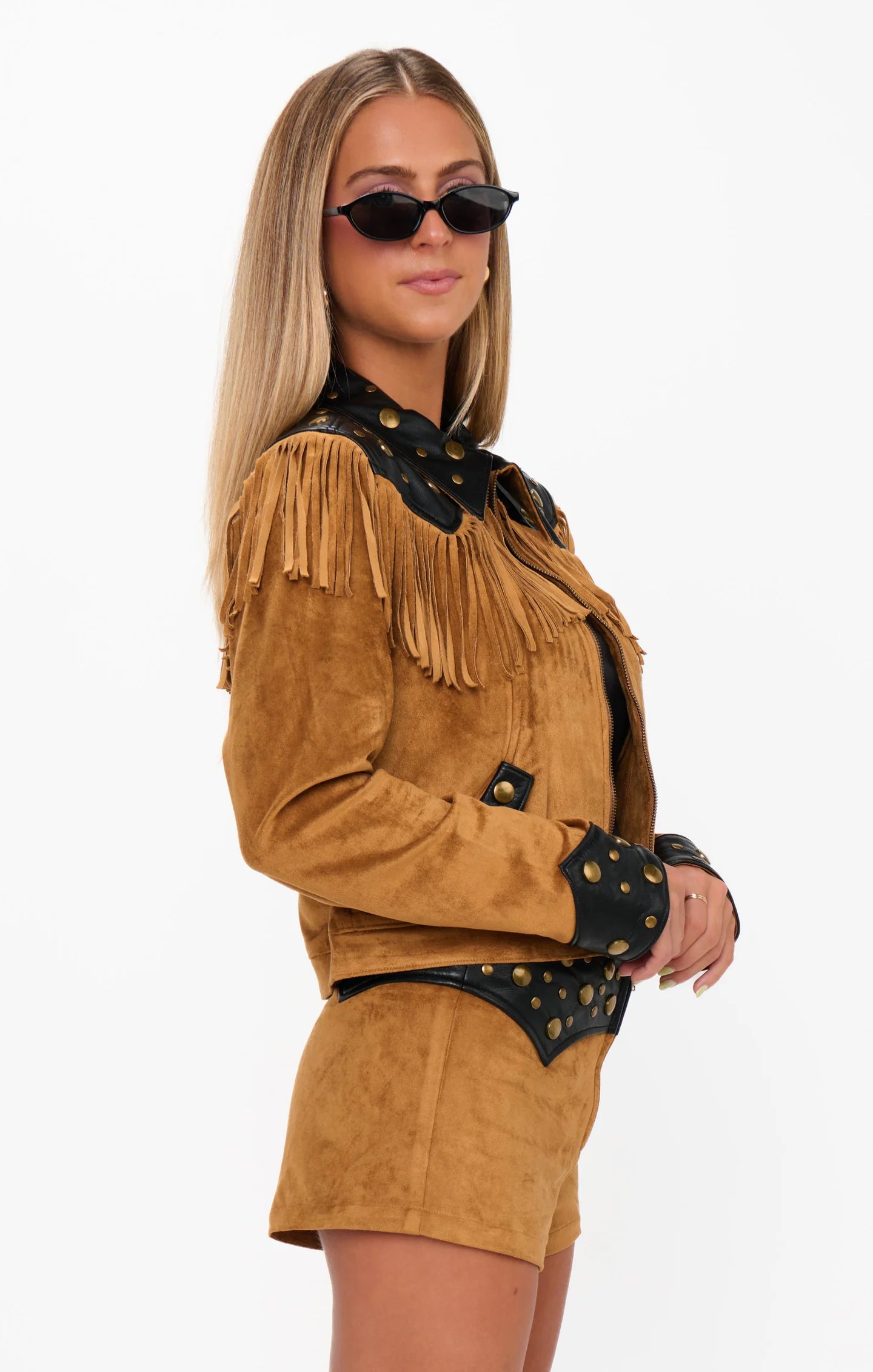 Wilson Jacket - Sepia Faux Suede Faux Leather