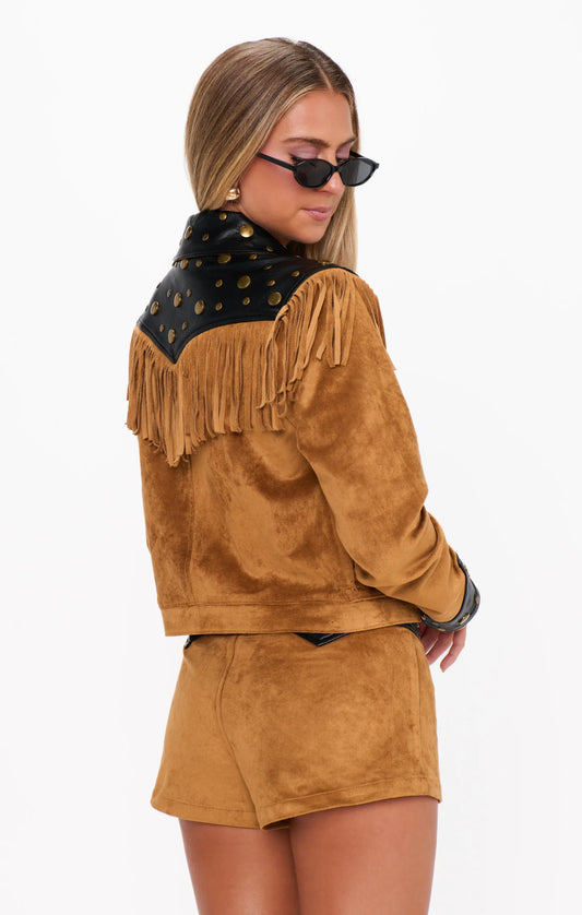 Wilson Jacket - Sepia Faux Suede Faux Leather