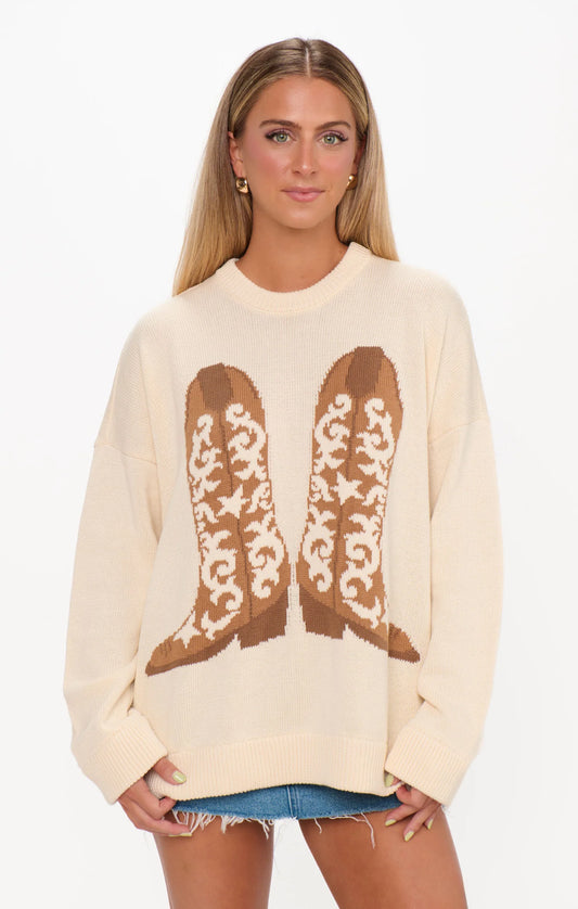 Stay Awhile Sweater - Cowboy Boot Knit