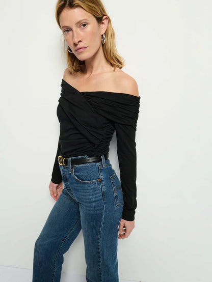 NATION LTD - Mika Off Shoulder Top - Jet Black