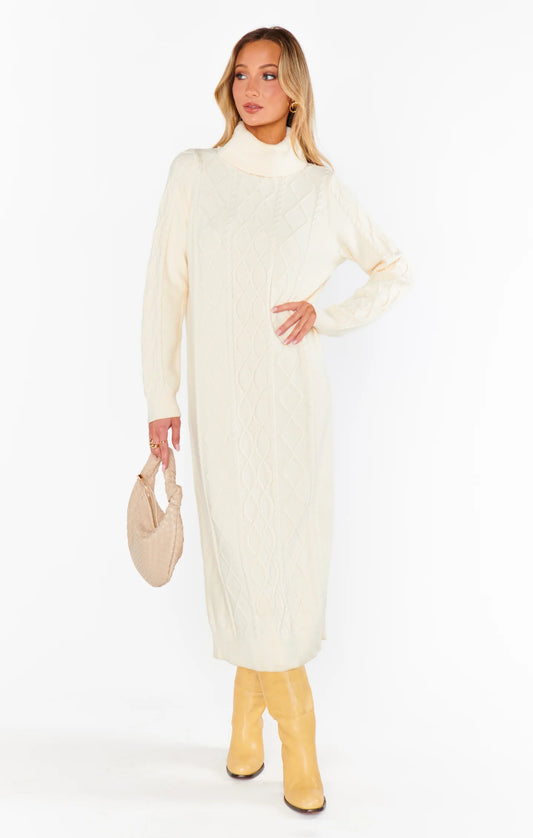 Show Me Your Mumu - Montreal Midi Dress - Cream Cable Knit