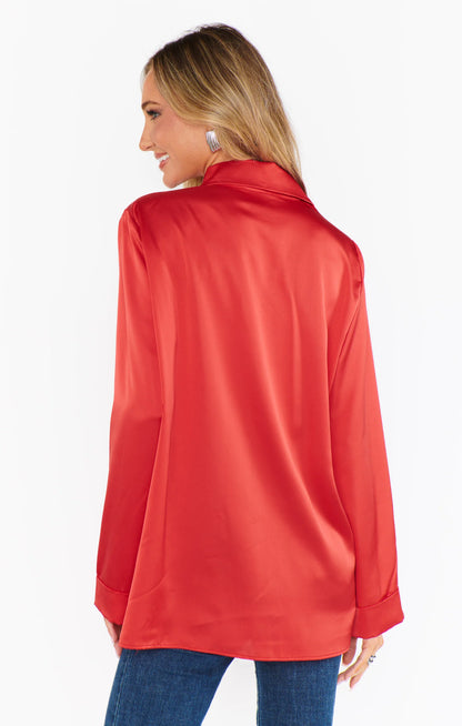 Show Me Your Mumu - Smith Button Down - Red Luxe Satin