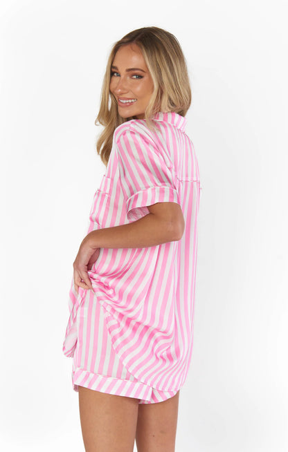 Show Me Your Mumu - Slumber PJ Set - Pink Stripe Silky