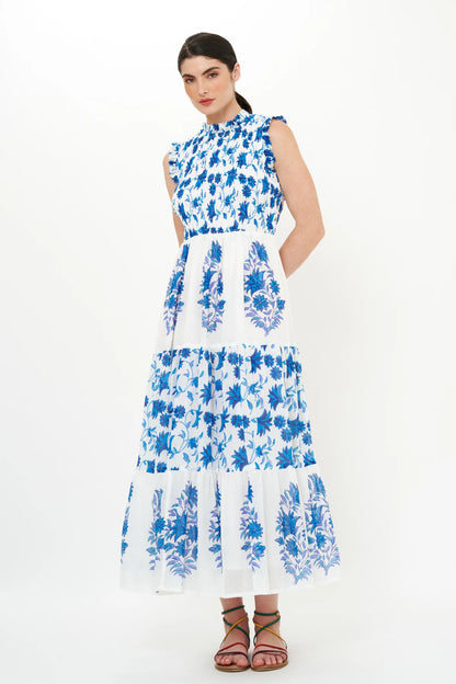 Oliphant - Sleeveless Smocked Maxi - Marion Blue