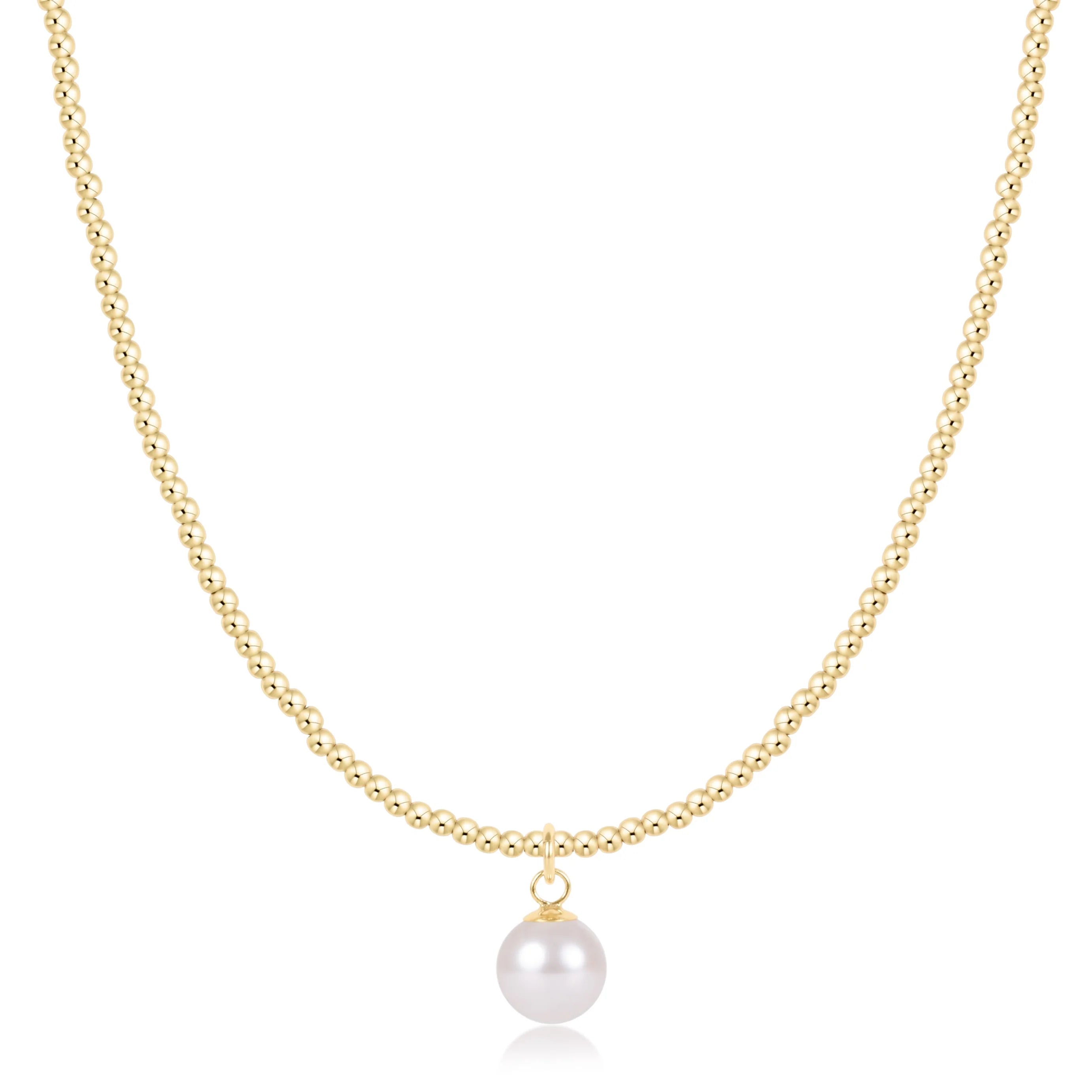 Choker Beaded - Classic Gold 2mm - Classic Pearl 8mm Charm
