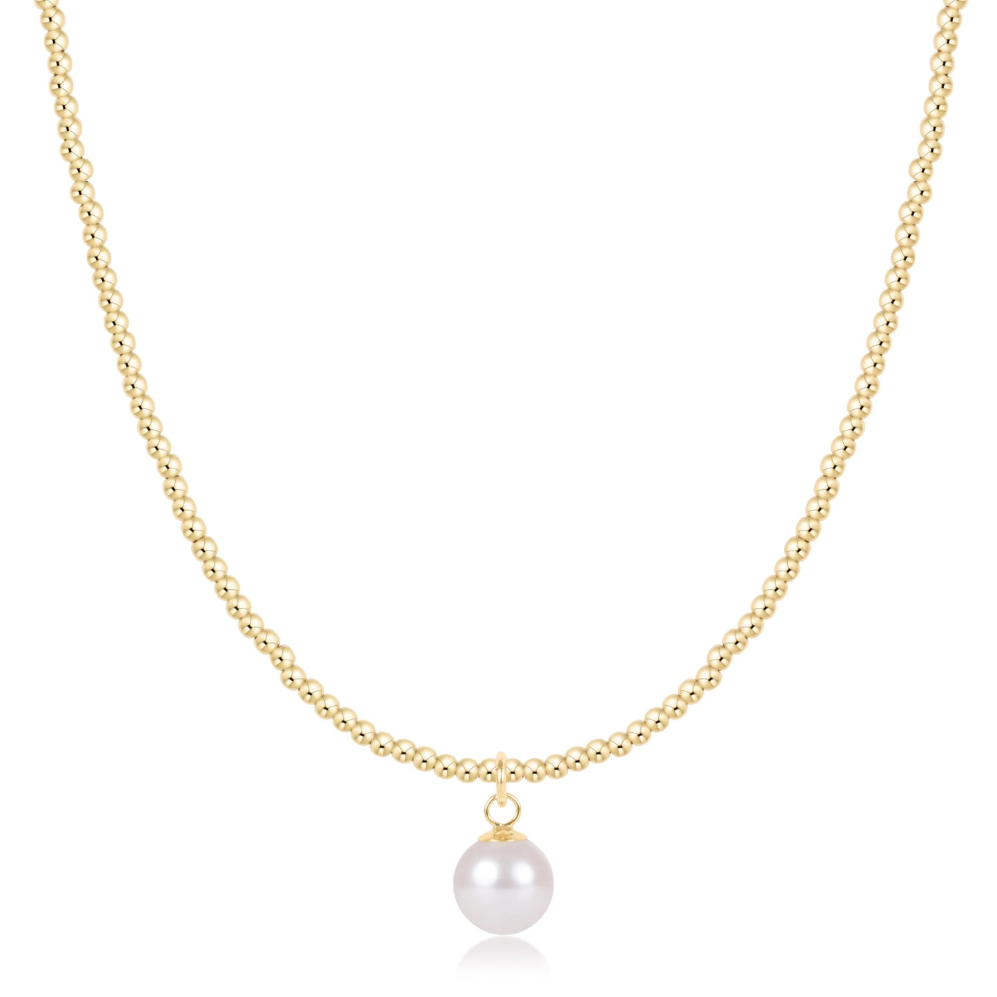 Choker Beaded - Classic Gold 2mm - Classic Pearl 8mm Charm