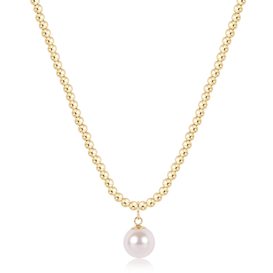 Choker Beaded - Classic Gold 3mm - Classic Pearl 10mm Charm