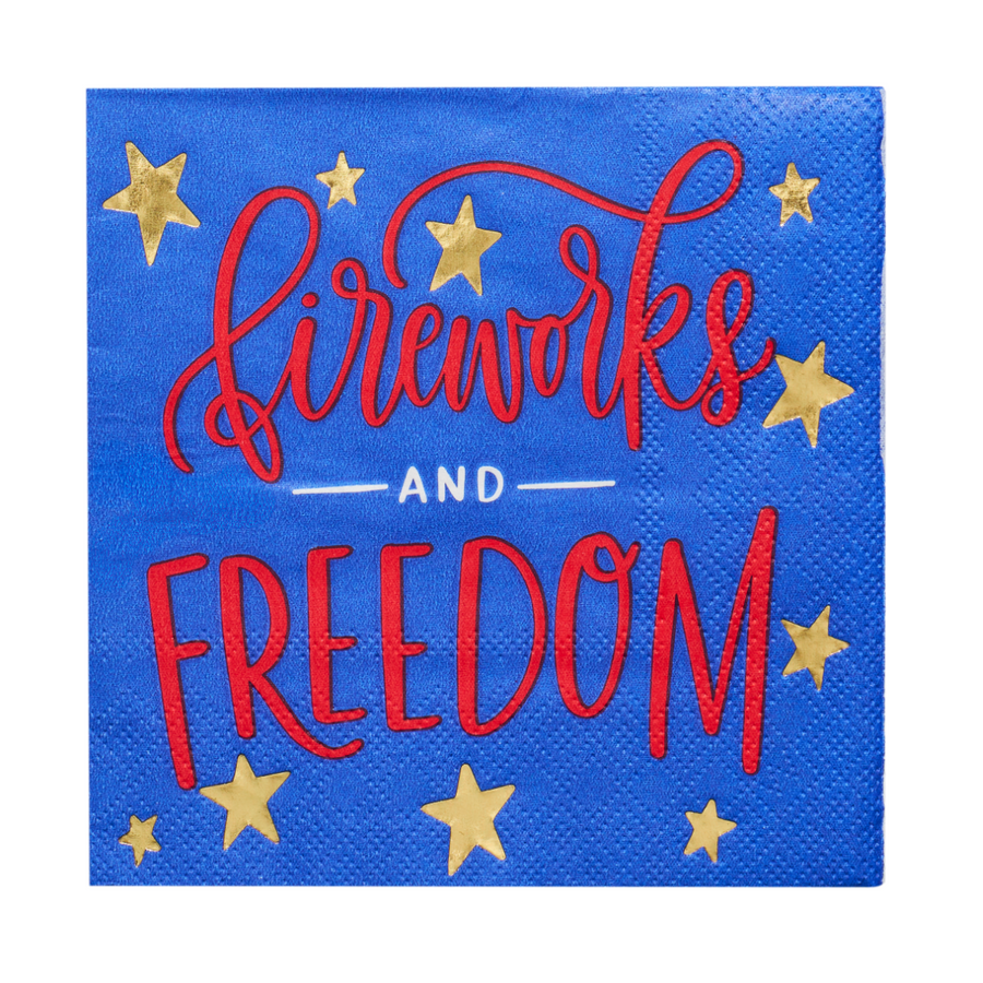 Modern Patriotic Cocktail Napkins Fireworks (20 Ct)