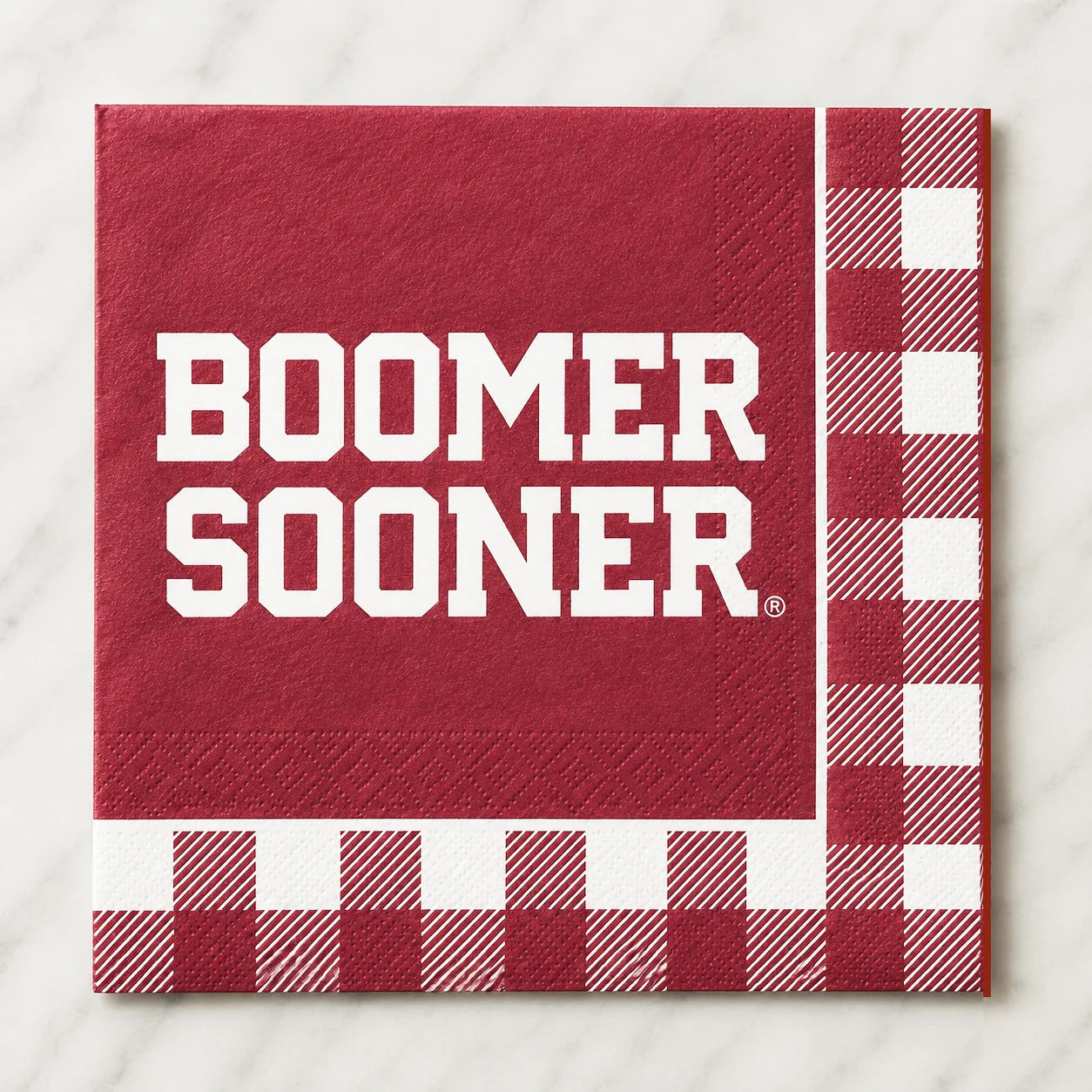 Checkerboard Full Color Napkins - OU Boomer Sooner