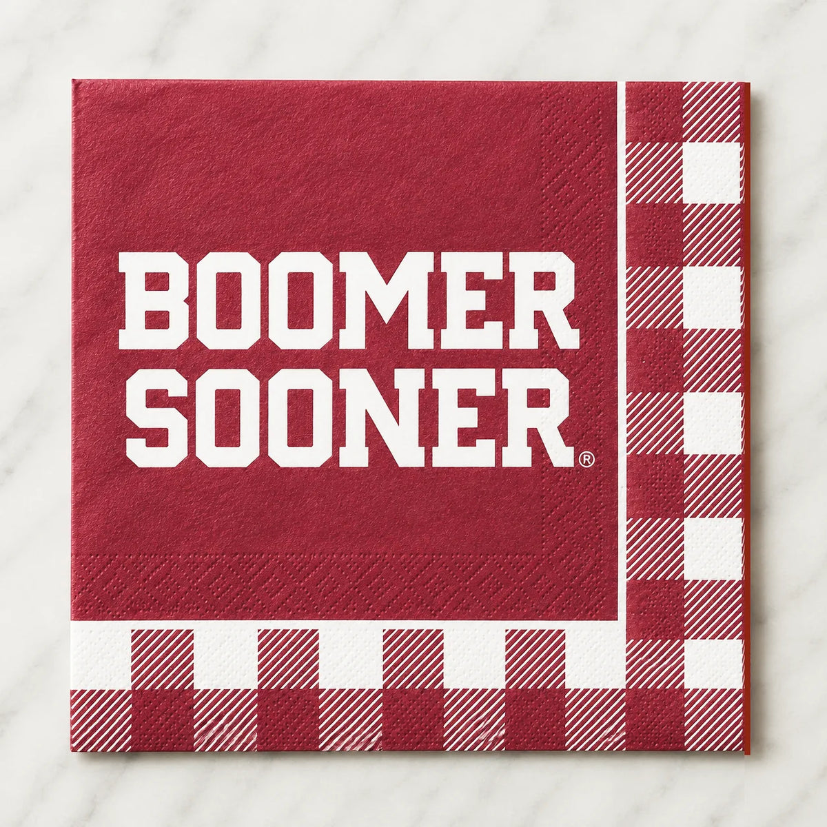 Checkerboard Full Color Napkins - OU Boomer Sooner