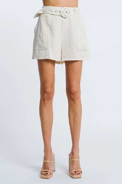 Bo Puff Sleeve Crop Top & Malia Shorts Set - Cream