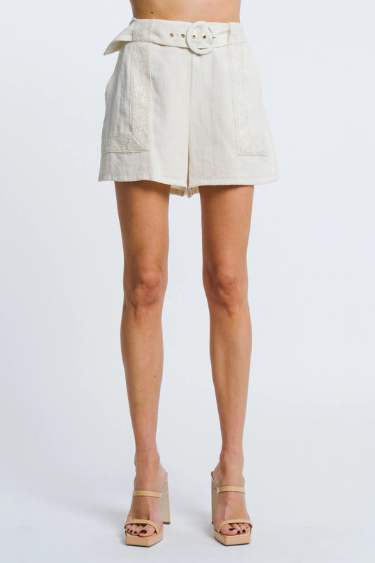 Bo Puff Sleeve Crop Top & Malia Shorts Set - Cream