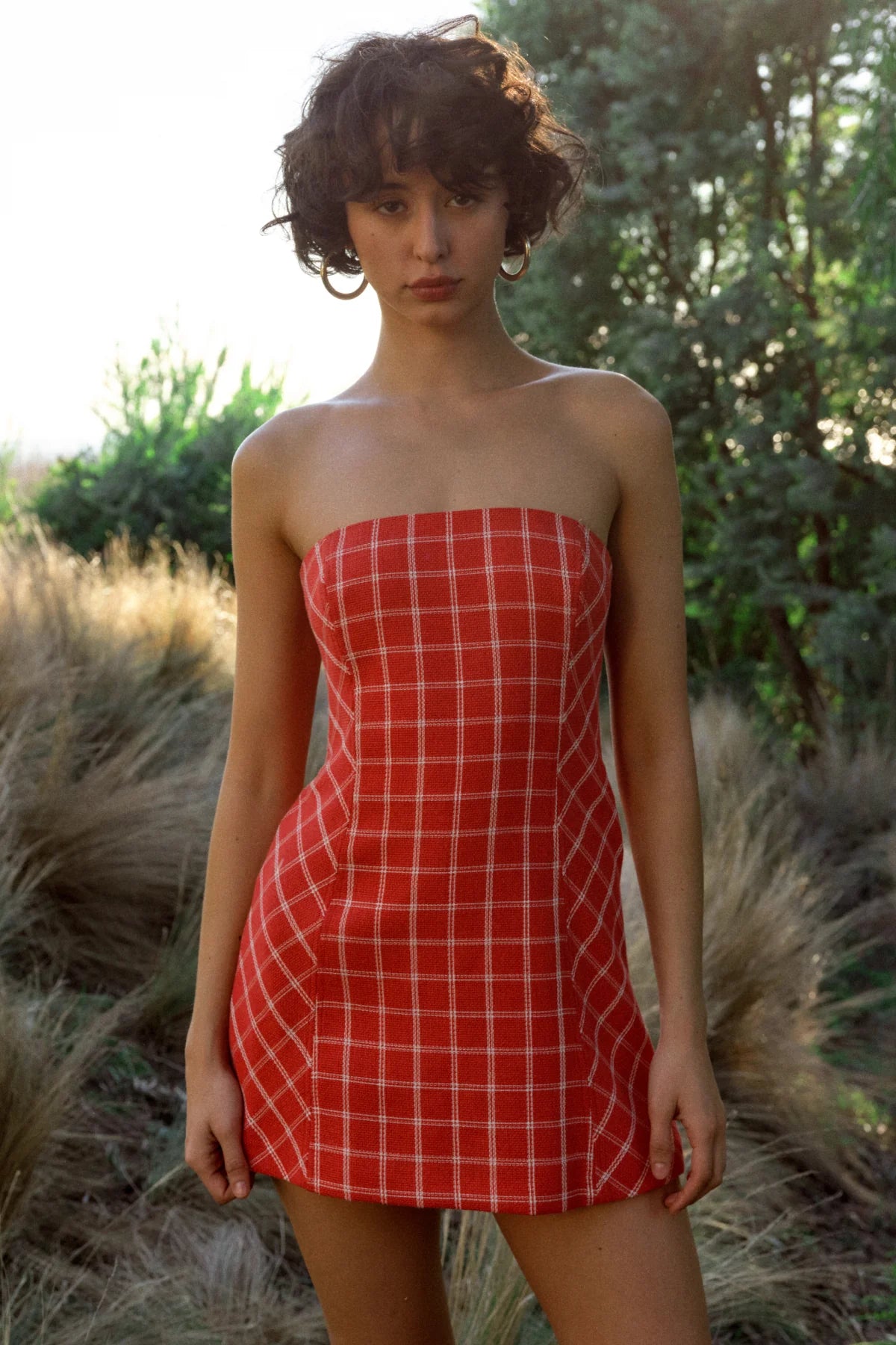 Daisy Romper in Plaid - Red