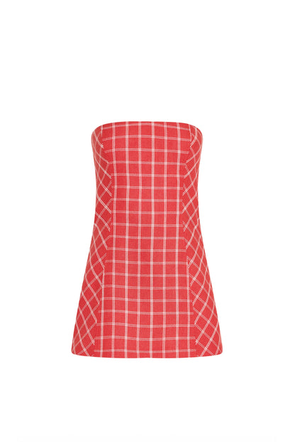 Daisy Romper in Plaid - Red