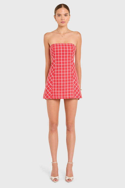 Daisy Romper in Plaid - Red