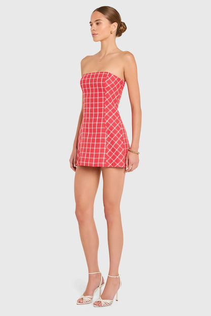 Daisy Romper in Plaid - Red