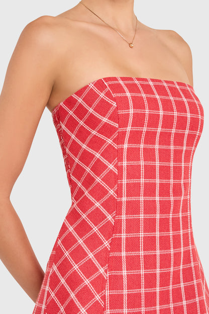 Daisy Romper in Plaid - Red