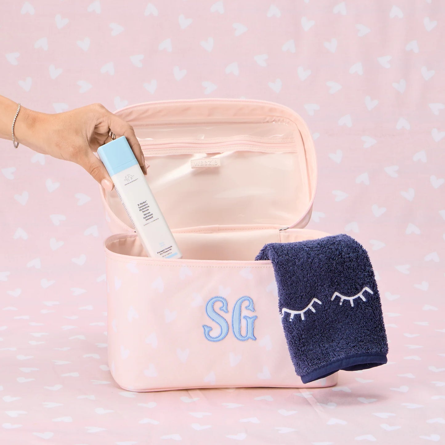 Vanity Case - Tossed Pink Hearts