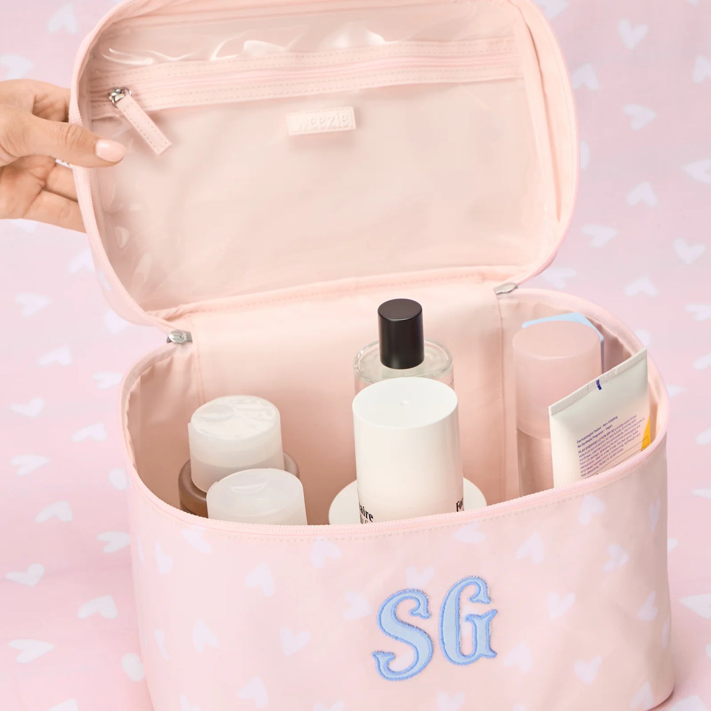 Vanity Case - Tossed Pink Hearts