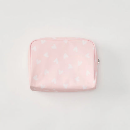 Medium Patterned Toiletry Bag - Tossed Pink Hearts