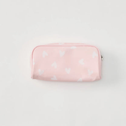 Small Patterned Toiletry Bag - Tossed Pink Hearts