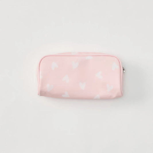 Small Patterned Toiletry Bag - Tossed Pink Hearts