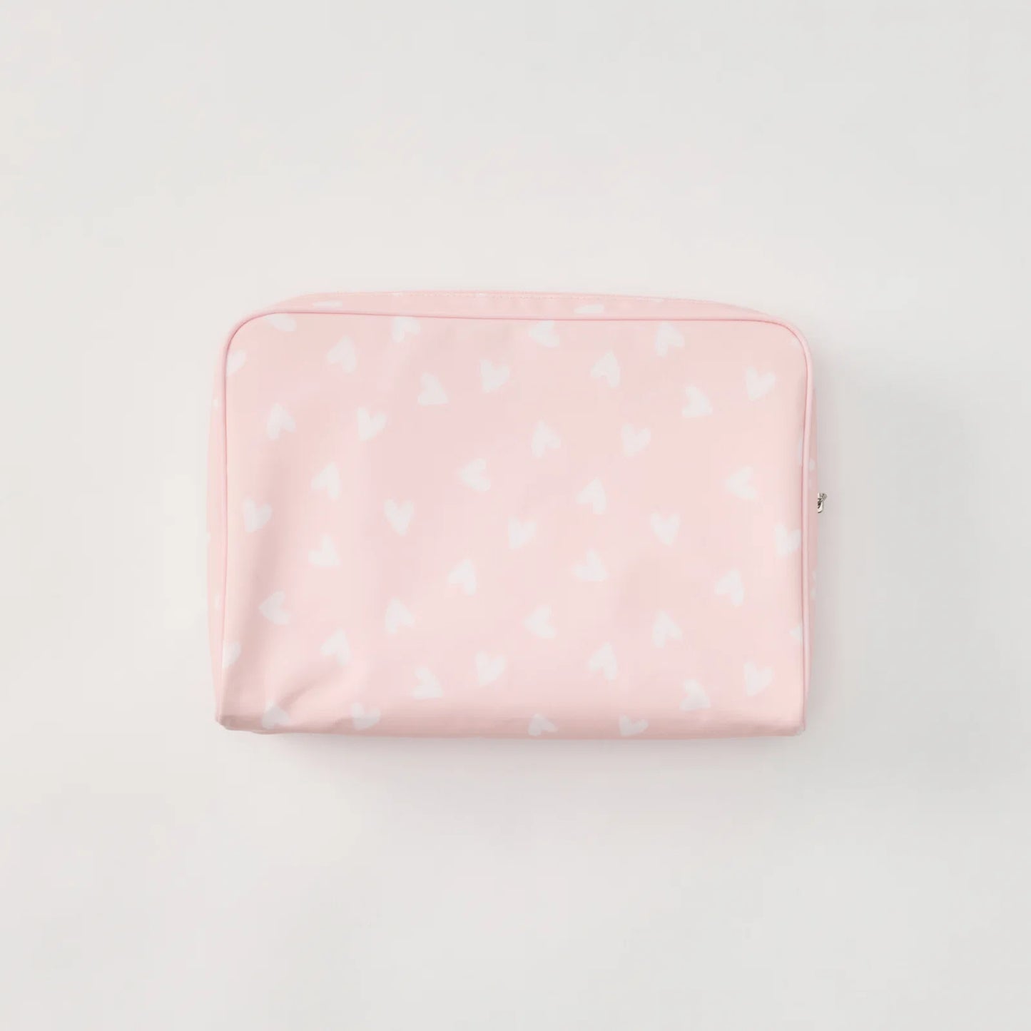 Large Patterned Toiletry Bag - Tossed Pink Hearts