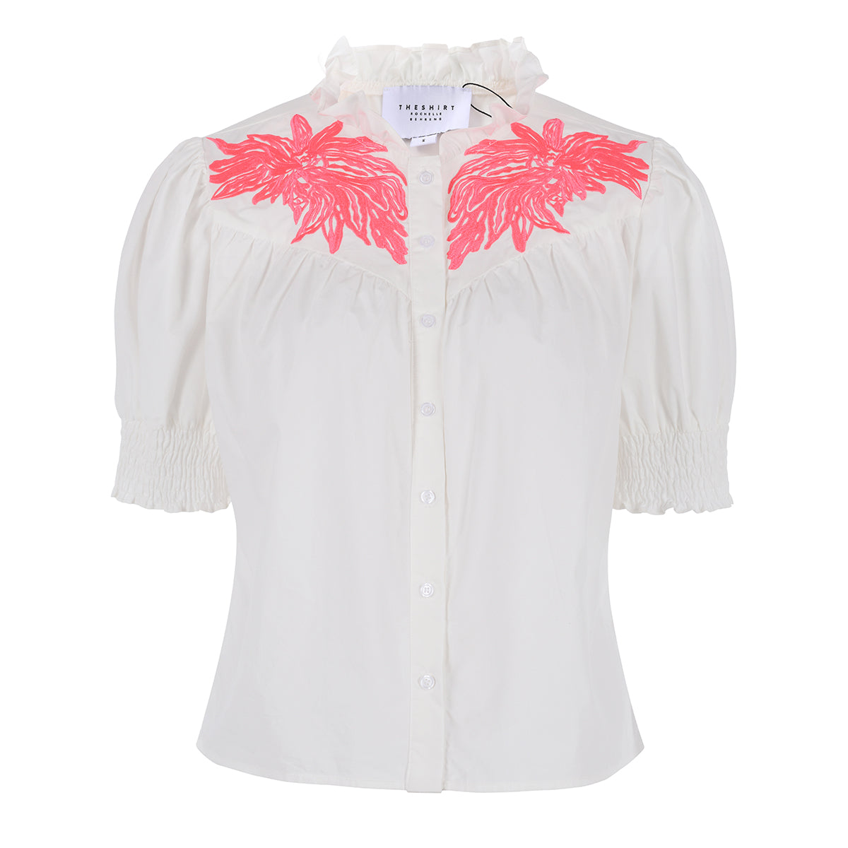 The Shirt - The Nicole Shirt - White/Pink Embroidery