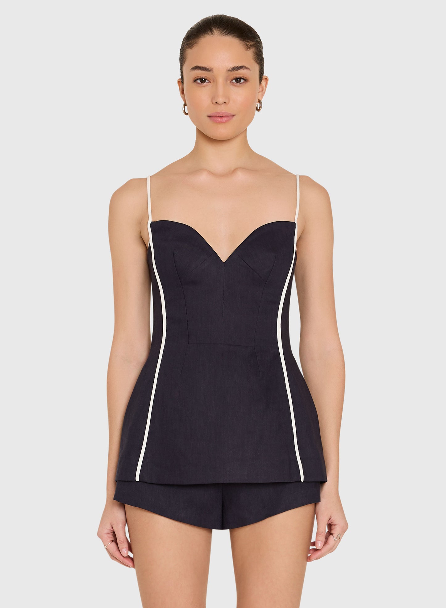 Olivette Top - Navy Ivory