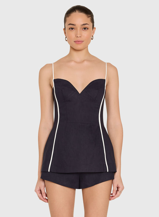 Olivette Top - Navy Ivory