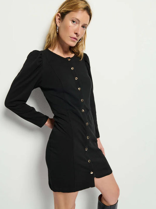 NATION LTD - Rae Placket Front Dress - Jet Black